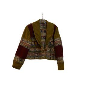 NEW IDENTITY Cotton-Wool India Coat-Jacket Retro Animal Graphic Patterns L